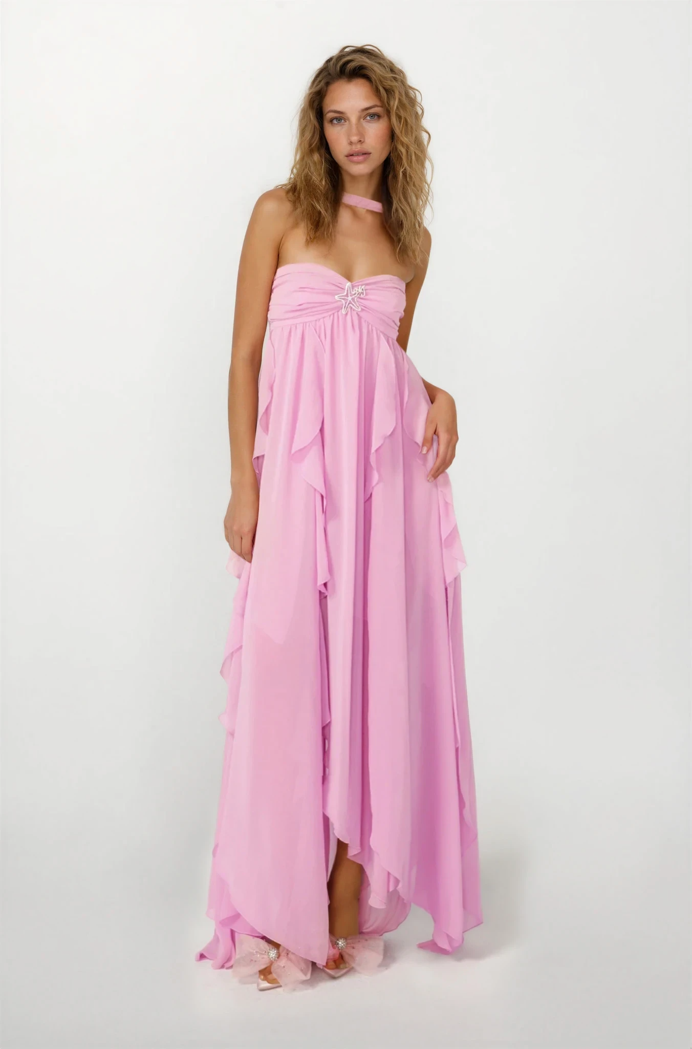 Imogen | Robe Maxi Bustier à Volants pour Invitée de Mariage