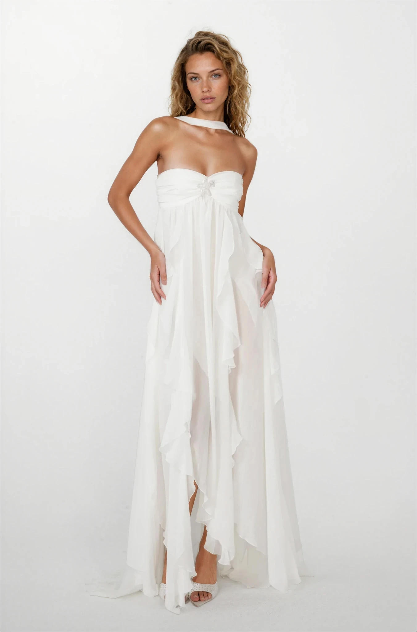 Imogen | Robe Maxi Bustier à Volants pour Invitée de Mariage