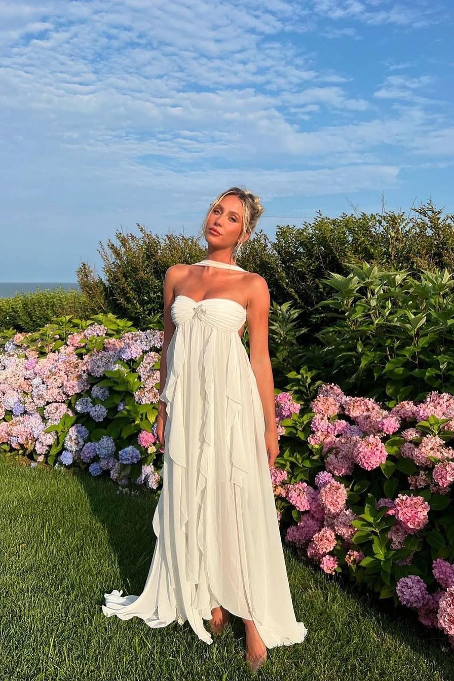 Imogen | Robe Maxi Bustier à Volants pour Invitée de Mariage
