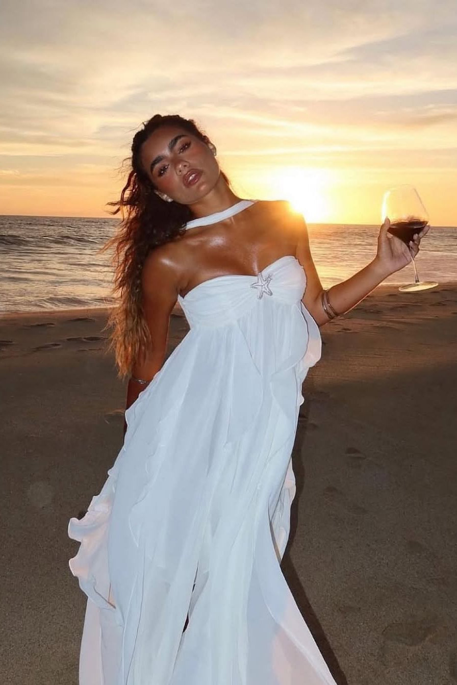 Imogen | Robe Maxi Bustier à Volants pour Invitée de Mariage