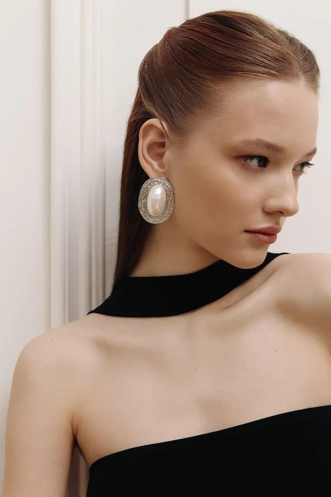 Isabelle | Boucles D'Oreilles Statement à Perles Vintage pour Femmes