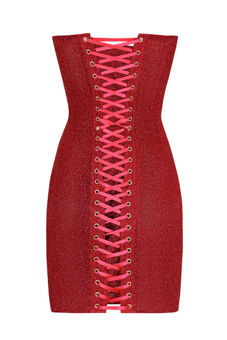 Ivy | Robe de Soirée Courte Bustier Façon Corset à Paillettes pour Femme