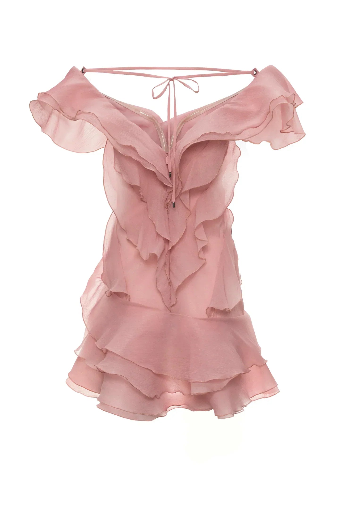 Jazlyn | Robe D'Été Courte à Col en V, Épaules Dénudées et Volants
