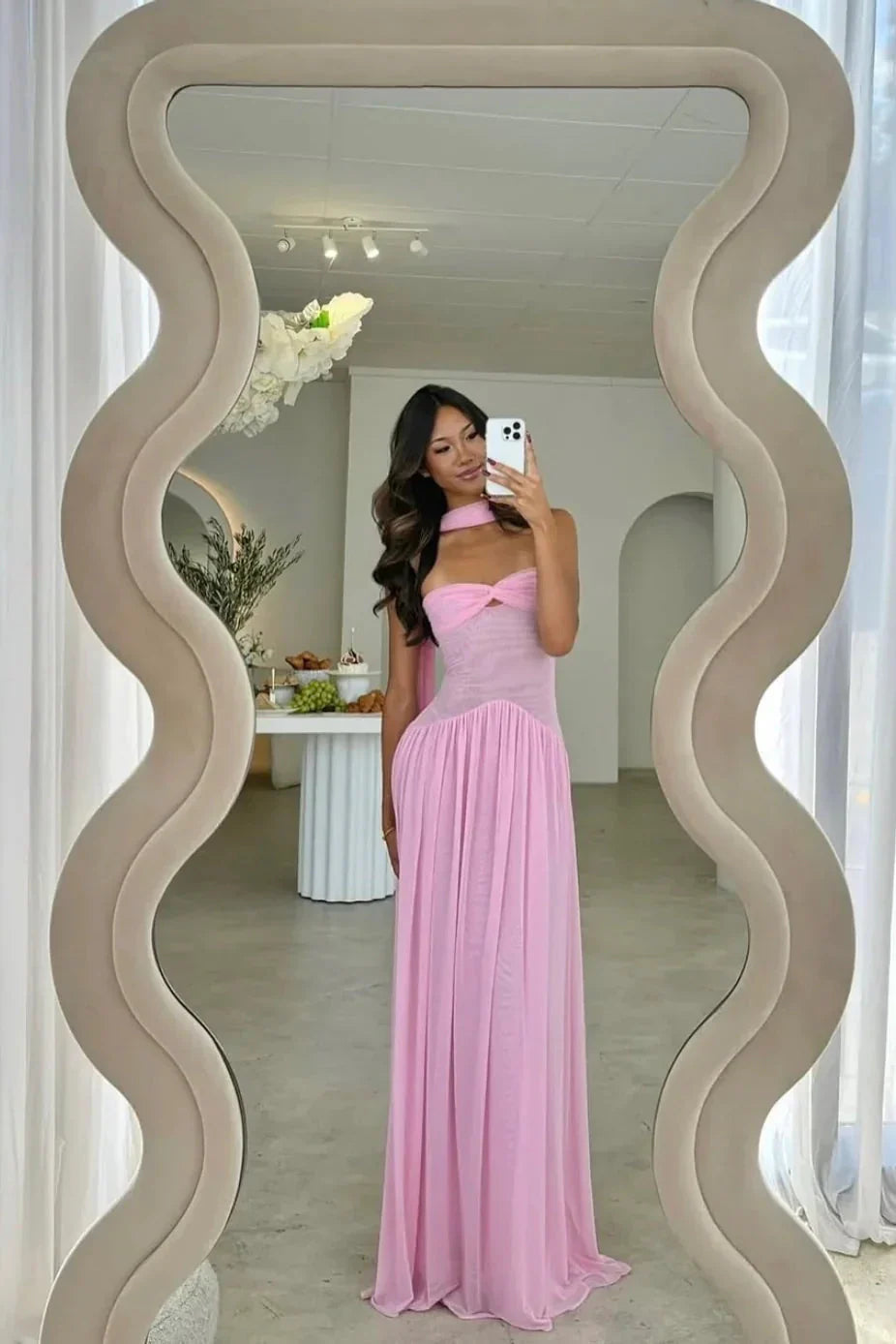 June | Robe D'Été Maxi Plissée Bustier Torsadé pour Femmes