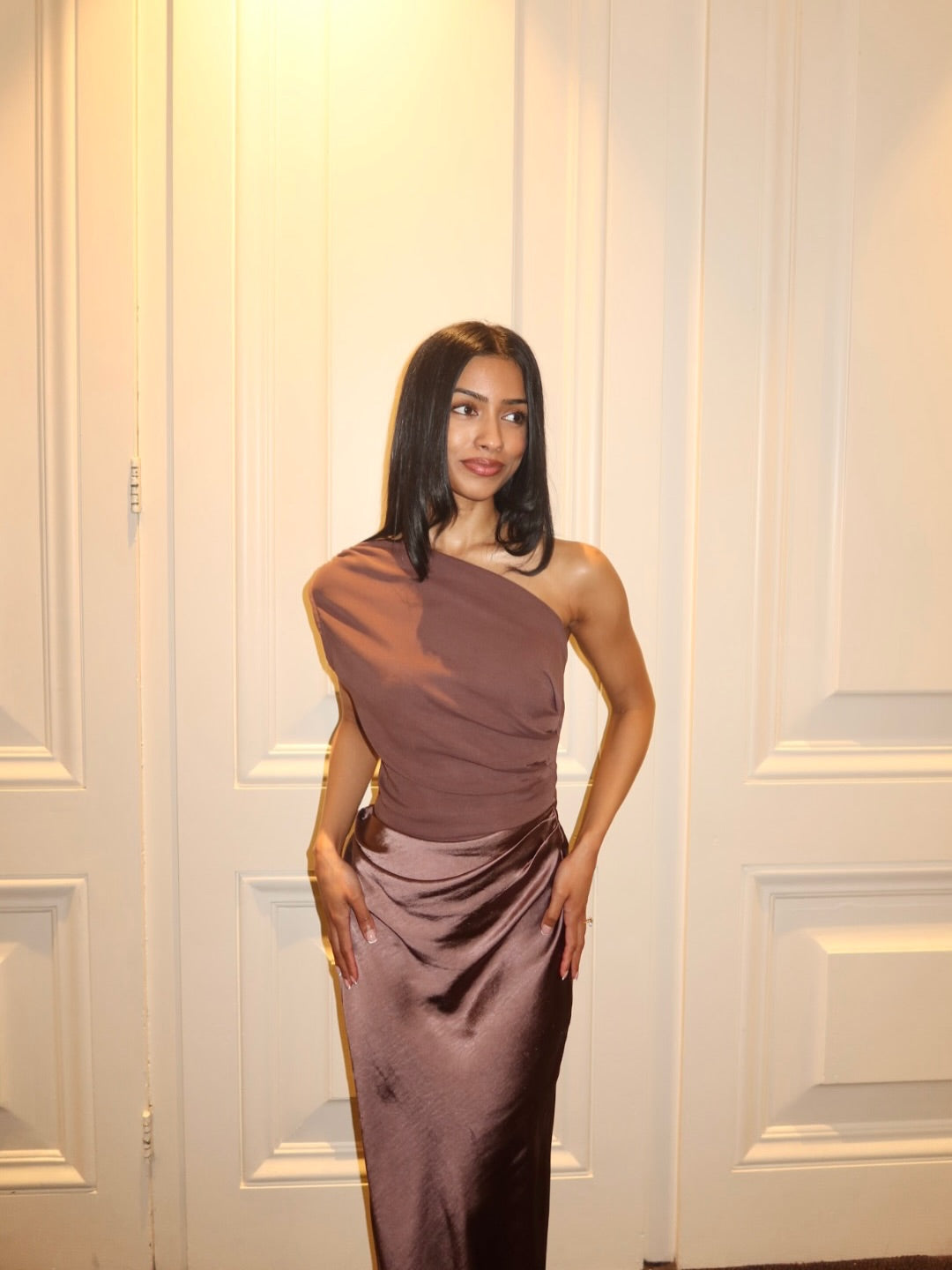 Kaelyn | Robe D'Invitée de Mariage Maxi Élégante à une Épaule pour Femme