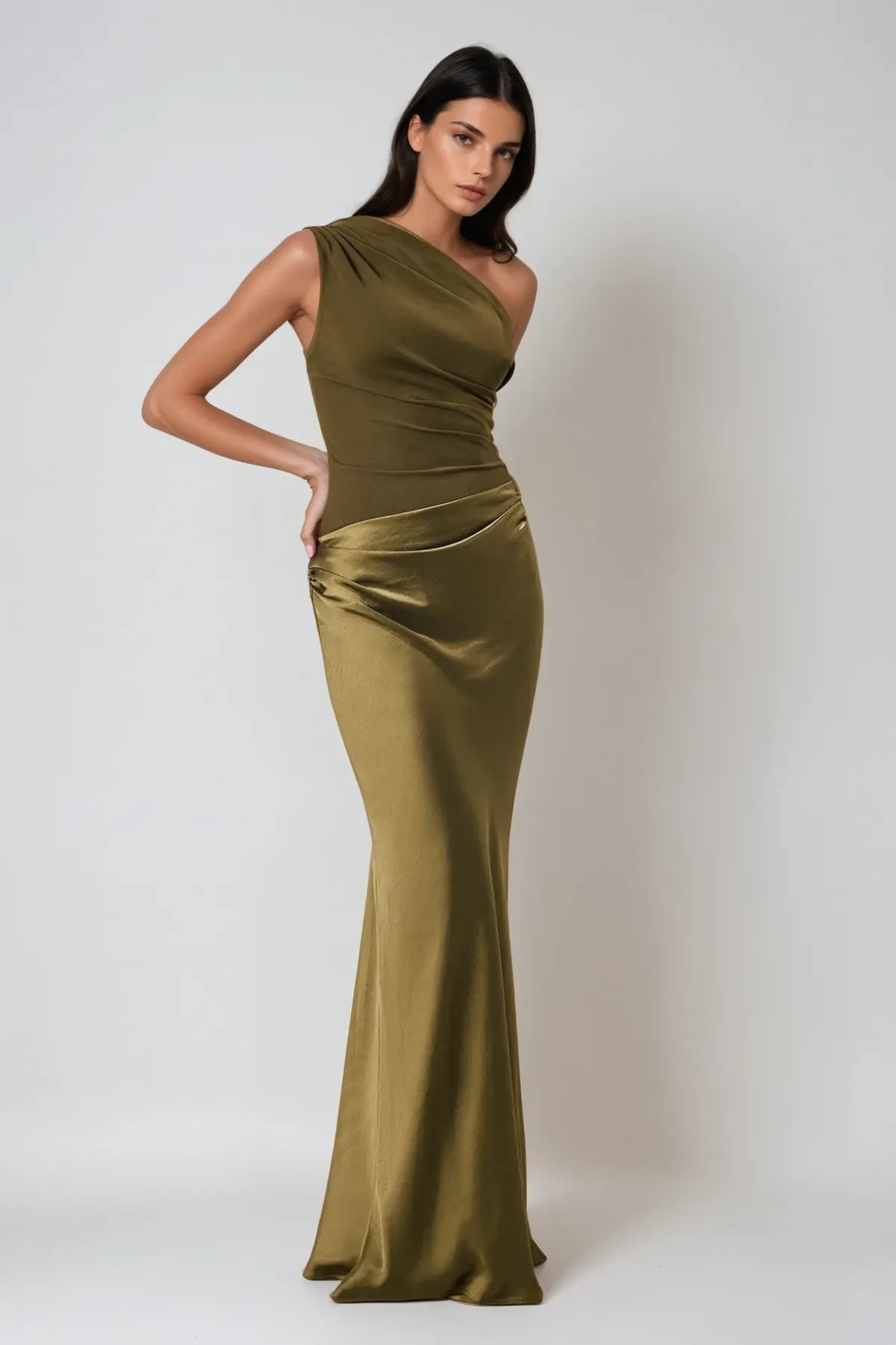 Kaelyn | Robe D'Invitée de Mariage Maxi Élégante à une Épaule pour Femme