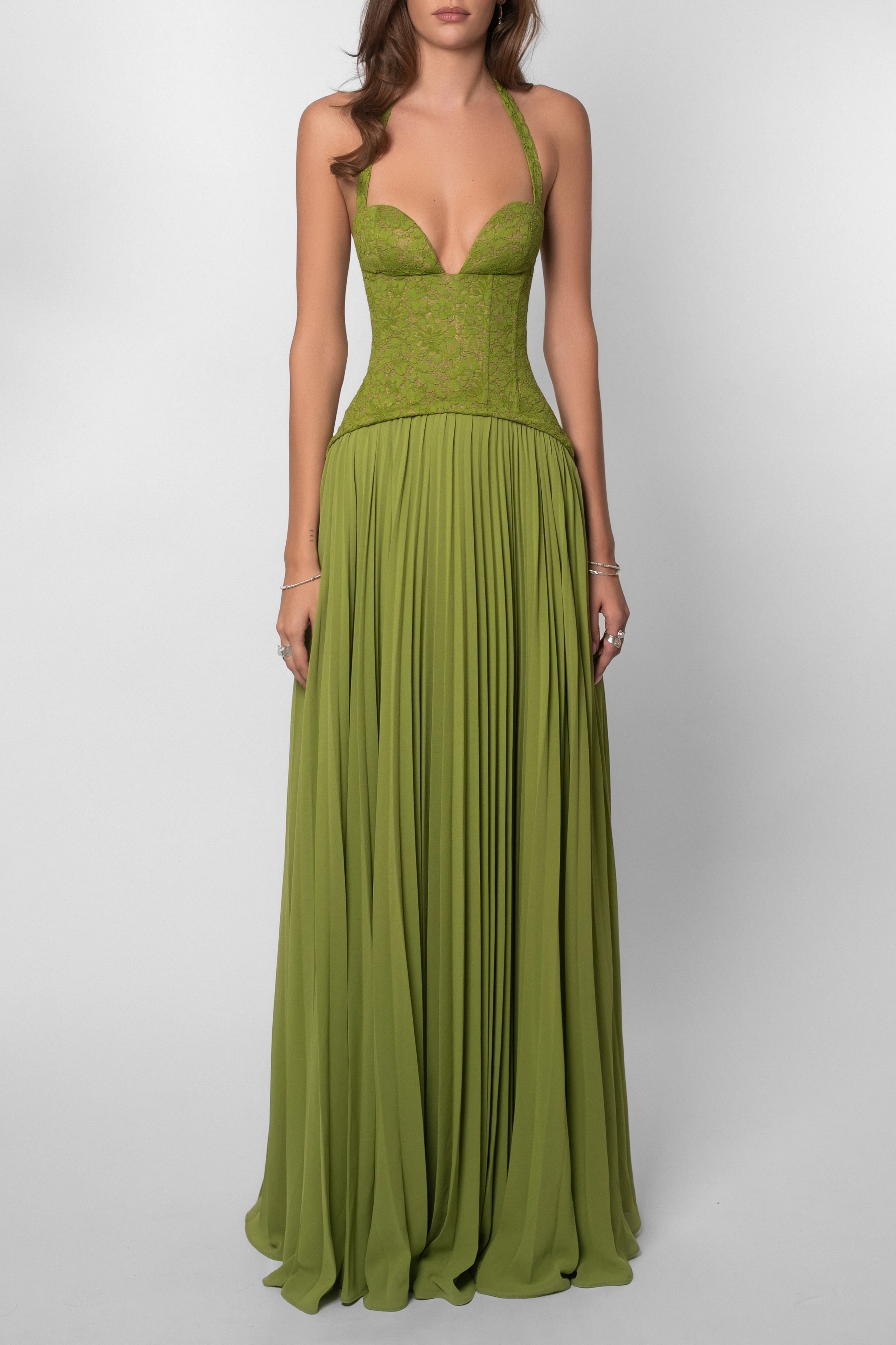 Kenley | Robe Longue Corselet Plissée pour Invitée de Mariage