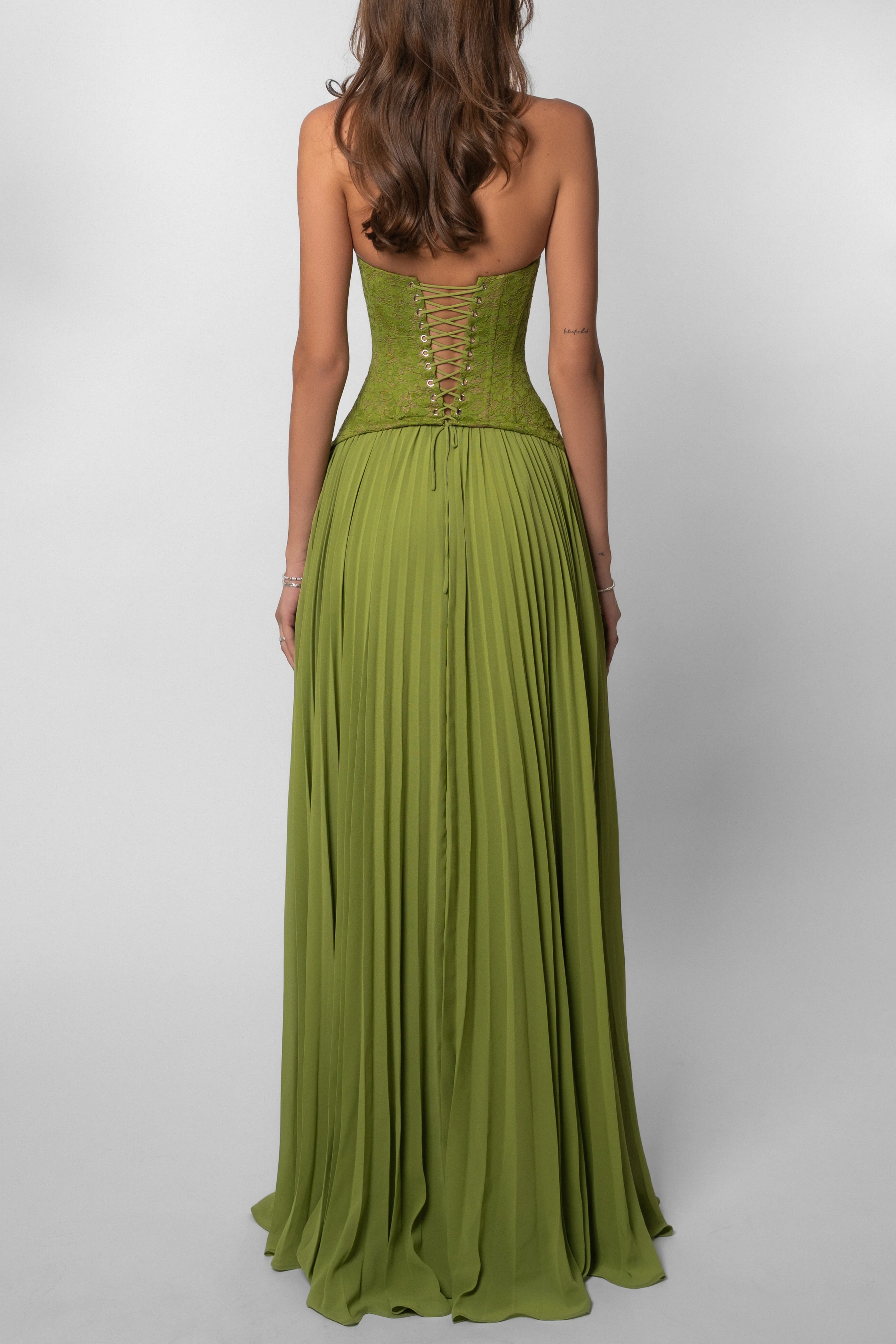 Kenley | Robe Longue Corselet Plissée pour Invitée de Mariage