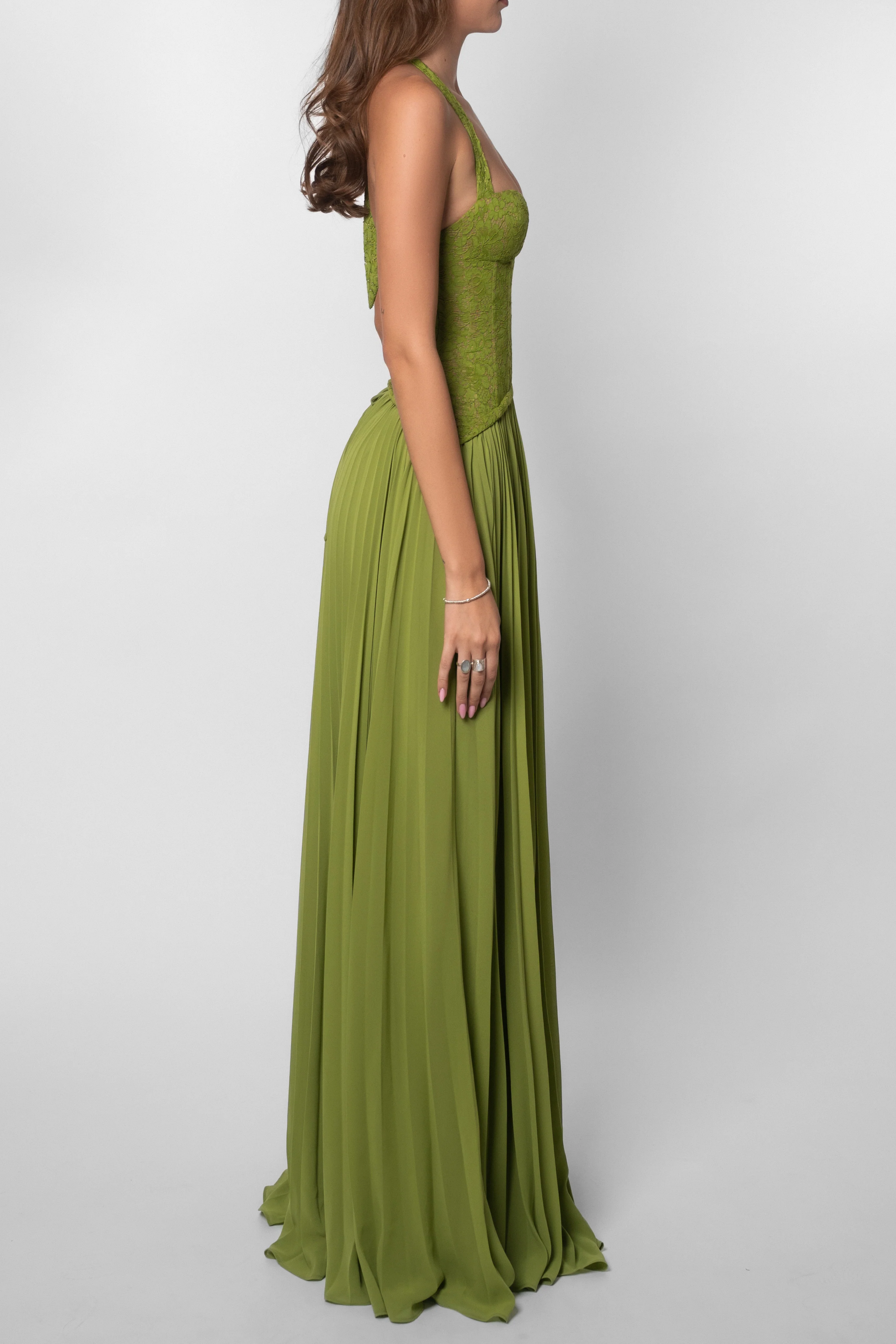 Kenley | Robe Longue Corselet Plissée pour Invitée de Mariage