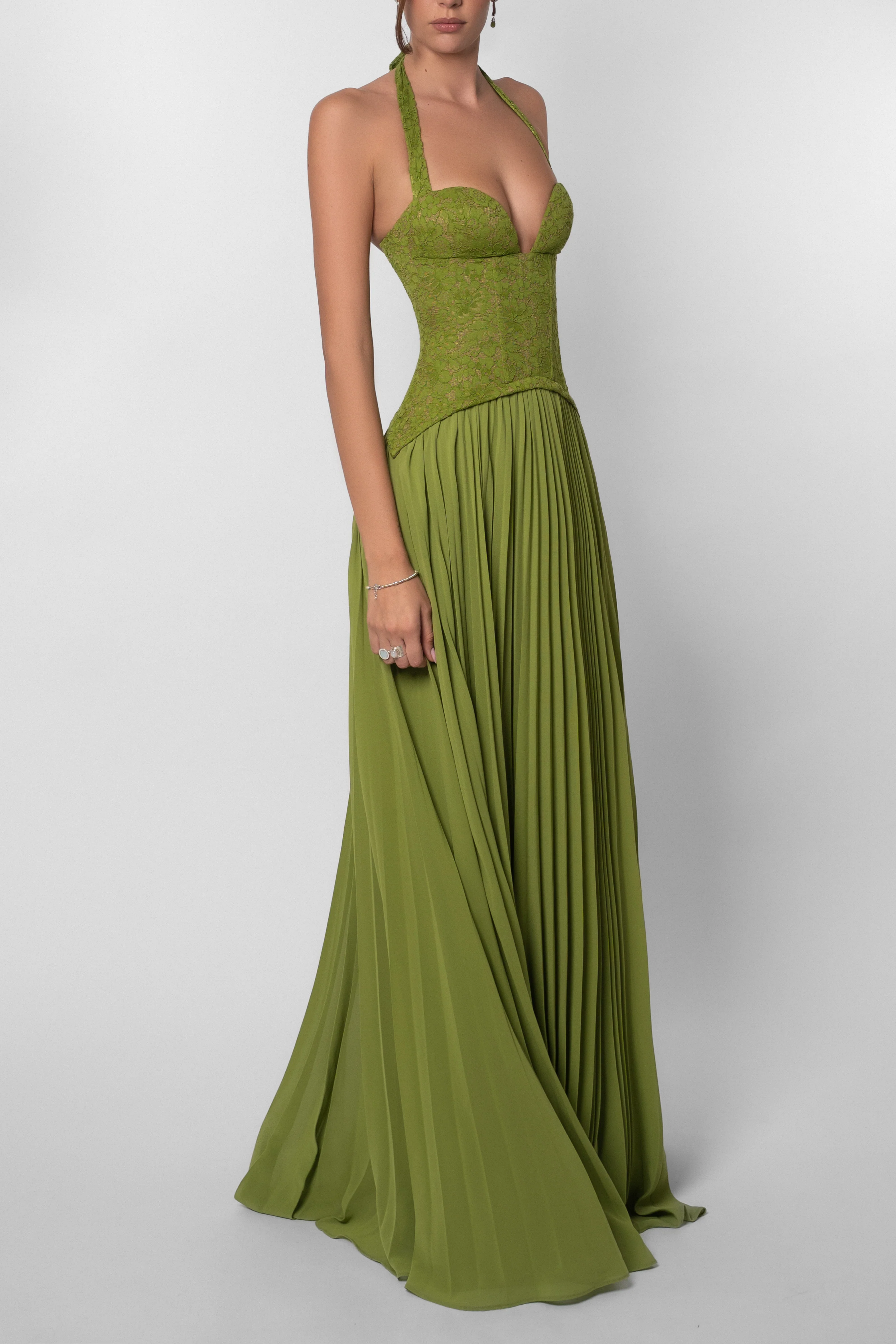 Kenley | Robe Longue Corselet Plissée pour Invitée de Mariage