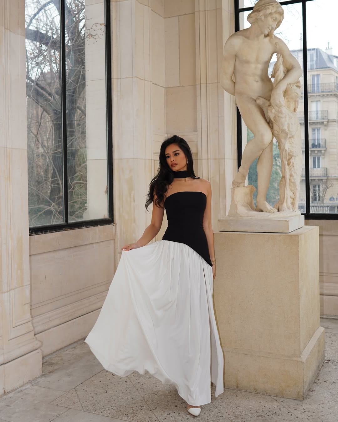 Lucinda | Robe Longue Bustier Avec Écharpe pour Invitée de Mariage