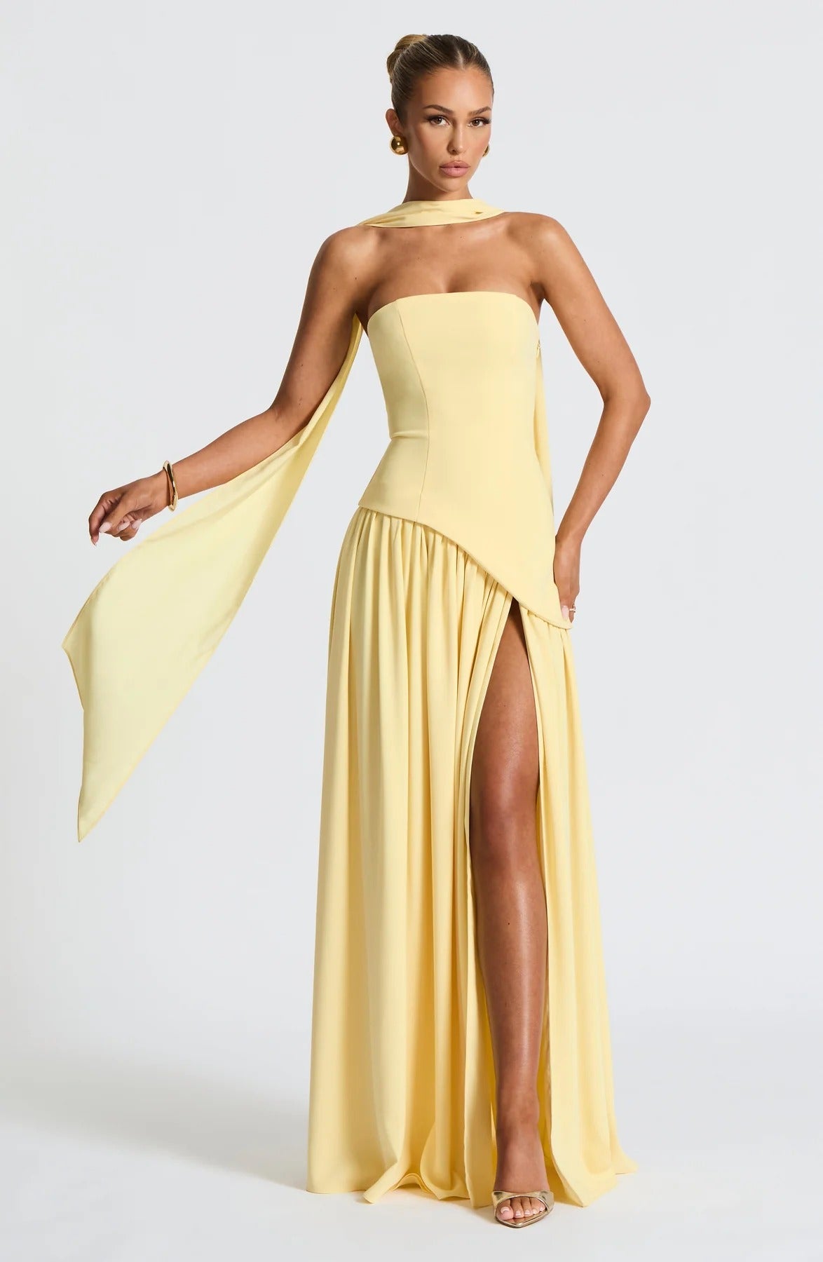 Lucinda | Robe Longue Bustier Avec Écharpe pour Invitée de Mariage