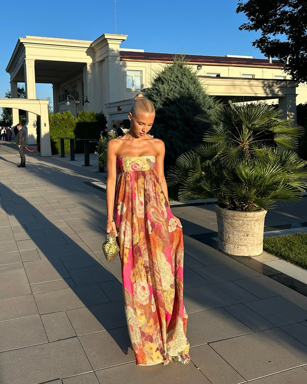 Maelynn | Robe Longue Bustier Florale pour Invitée de Mariage D'Été