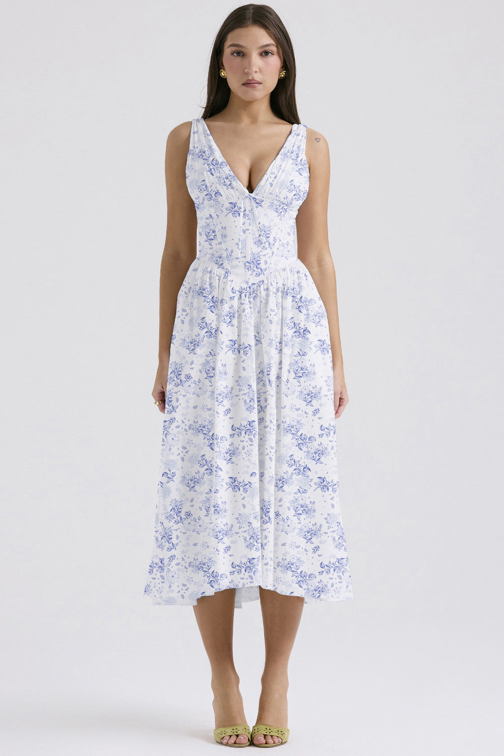 Michelle | Robe de Printemps Midi Sans Manches à Fleurs pour Femme