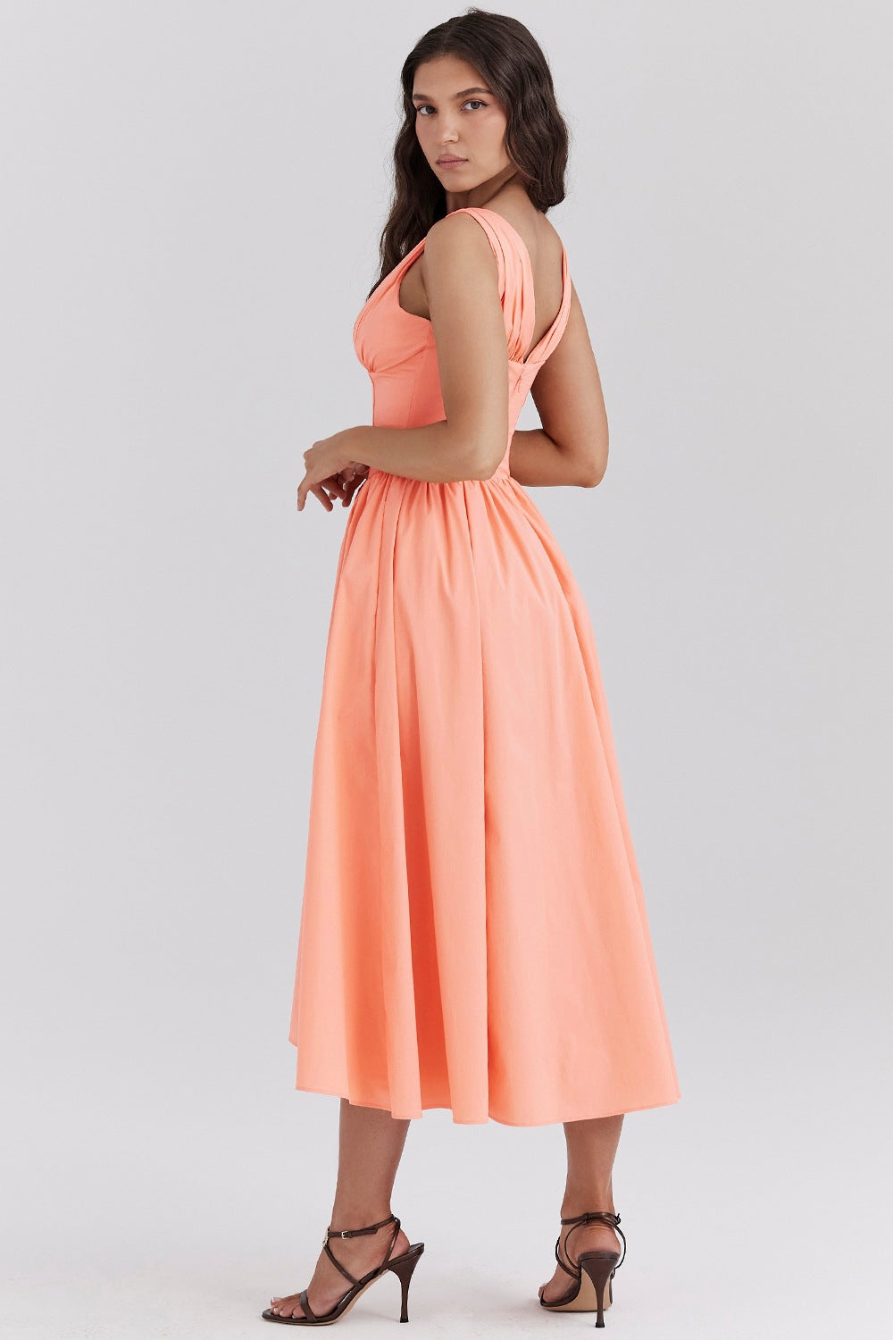 Michelle | Robe Midi de Printemps Fleurie Sans Manches pour Femme