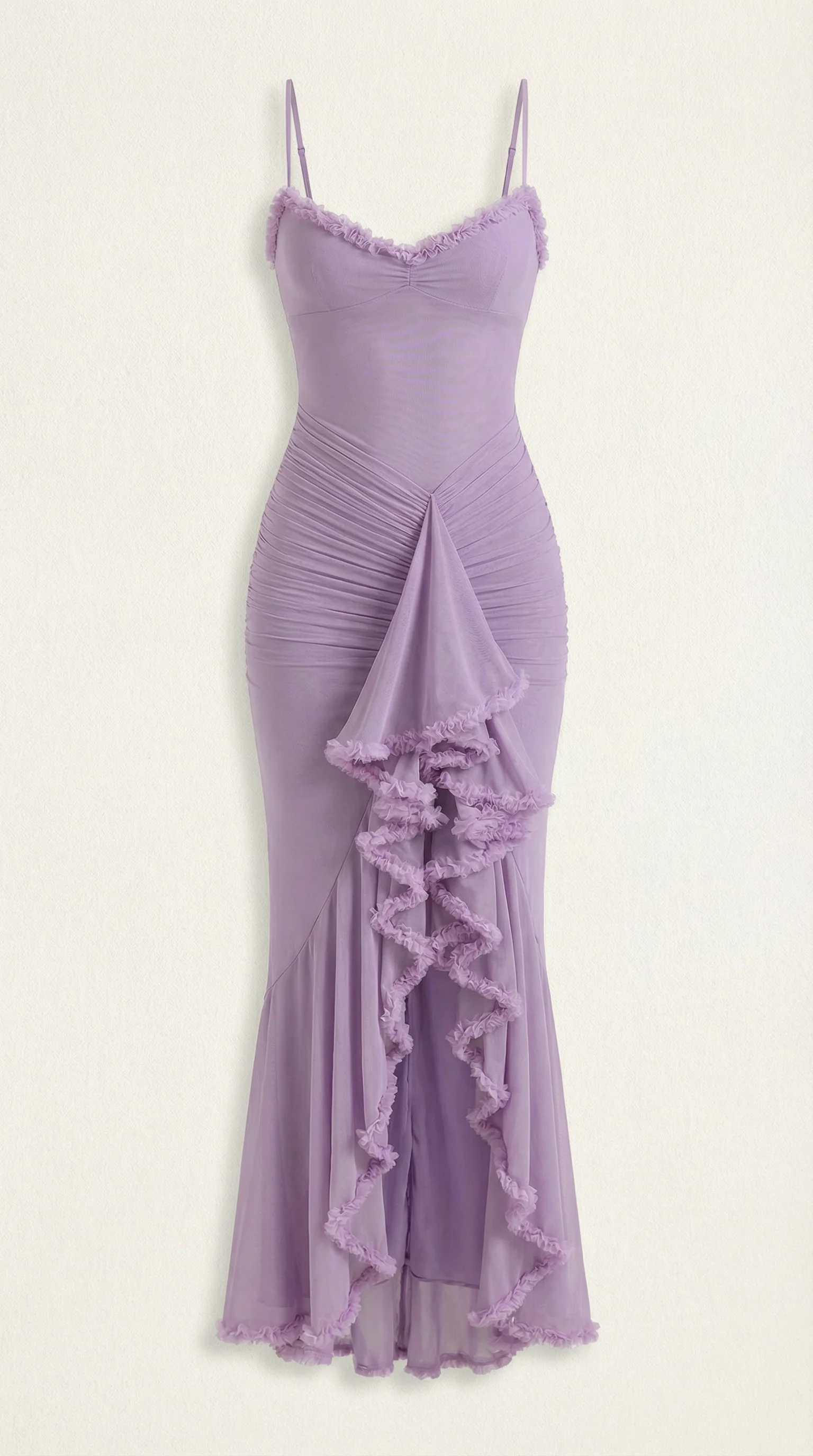Phoebe | Robe de Cocktail Longue Sans Manches à Volants pour Femme