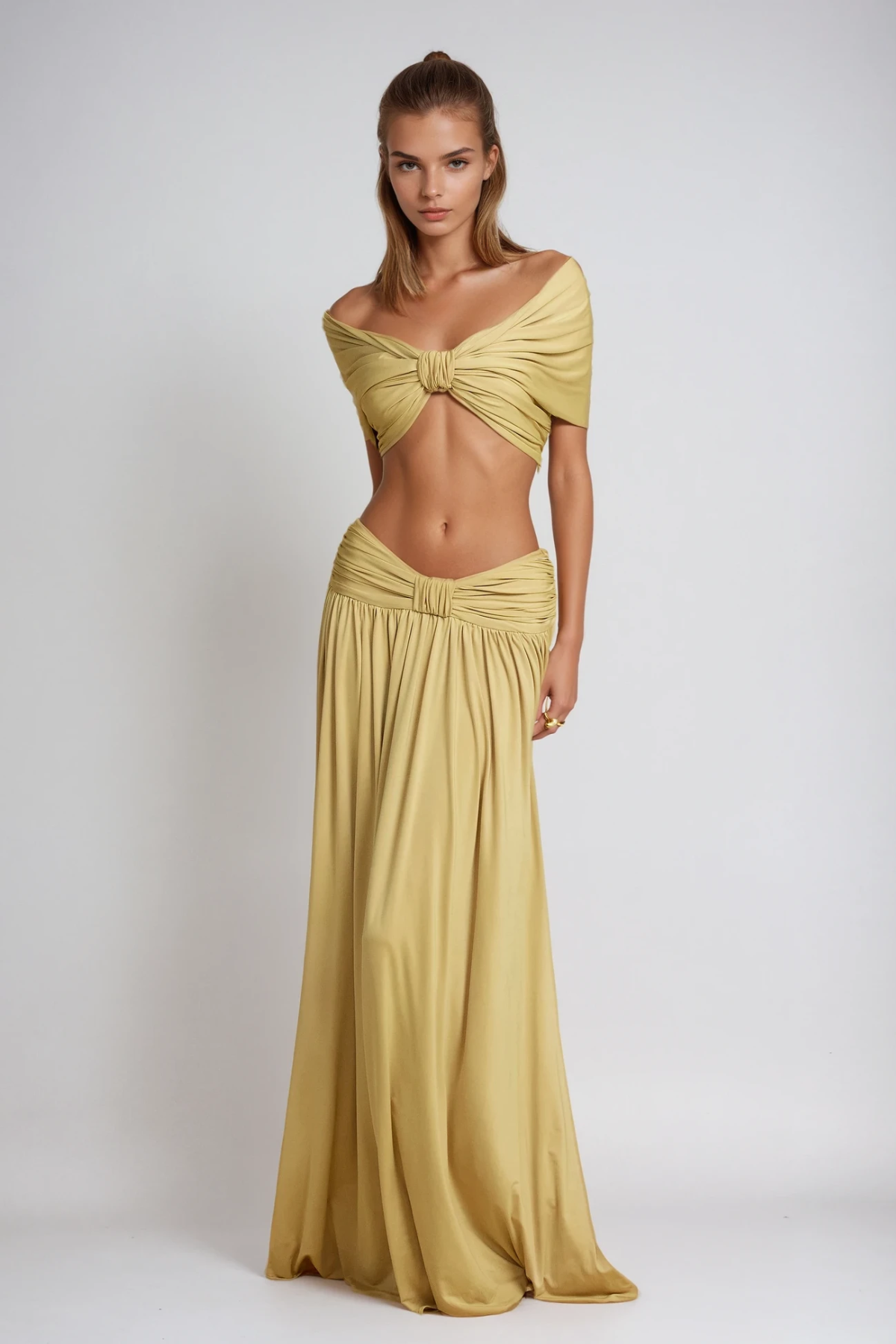 Ramona | Ensemble D'Été pour Femme Avec Jupe Froncée et Épaules Dénudées