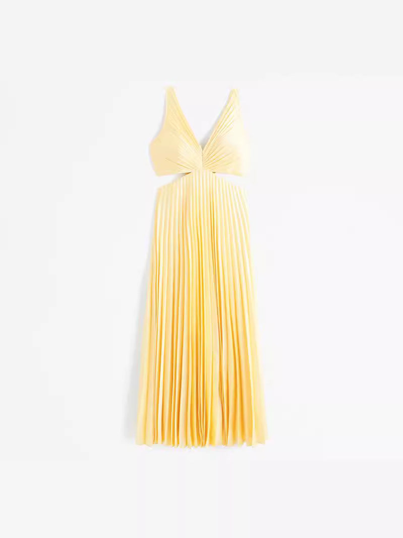 Reina | Robe Longue à Encolure en V et Découpes Sans Manches pour Invitée de Mariage
