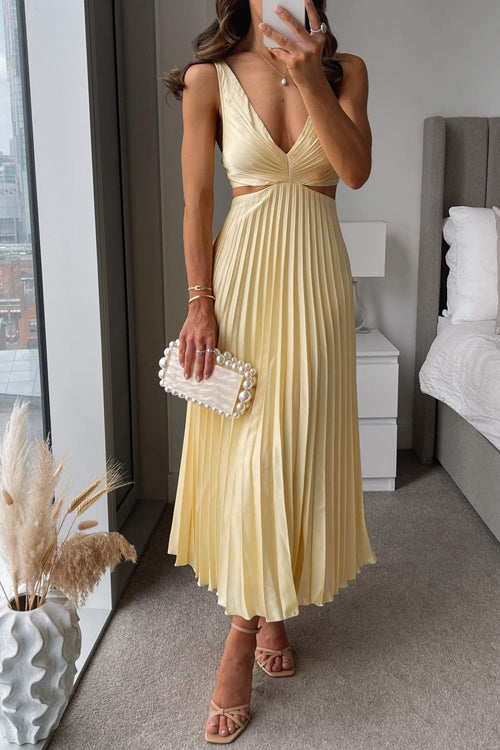 Reina | Robe Longue à Encolure en V et Découpes Sans Manches pour Invitée de Mariage