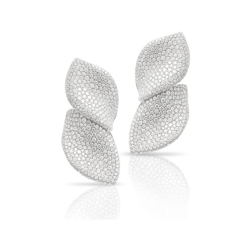 Ruby | Boucles D'Oreilles en Forme de Feuille Serties de Diamants pour Femmes