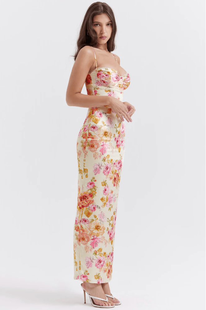 Selah | Robe Longue D'Été Fleurie Sans Manches pour Invitée de Mariage pour Femme