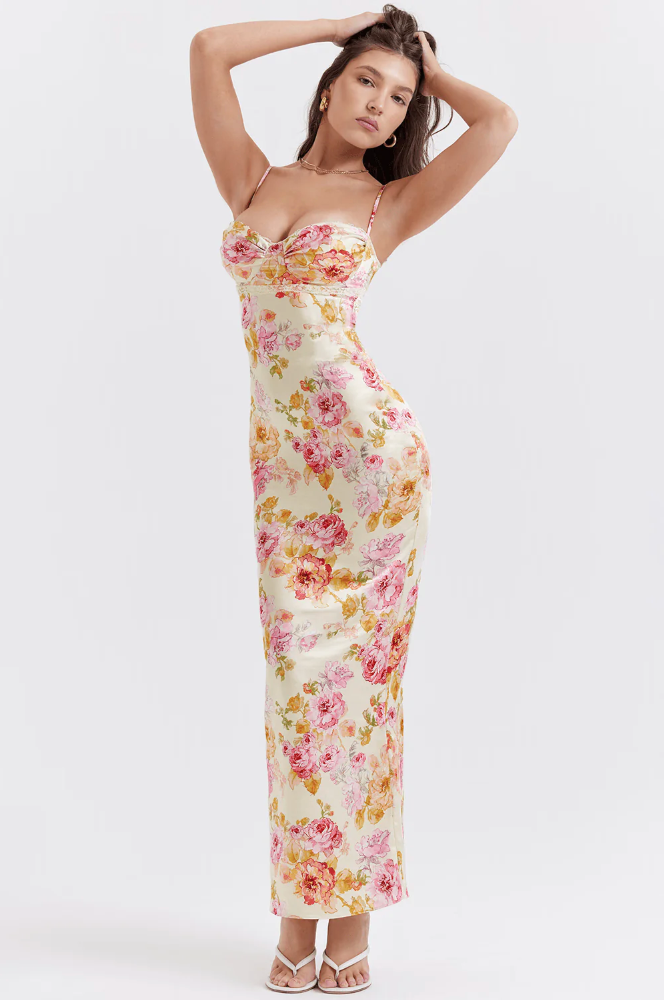 Selah | Robe Longue D'Été Fleurie Sans Manches pour Invitée de Mariage pour Femme