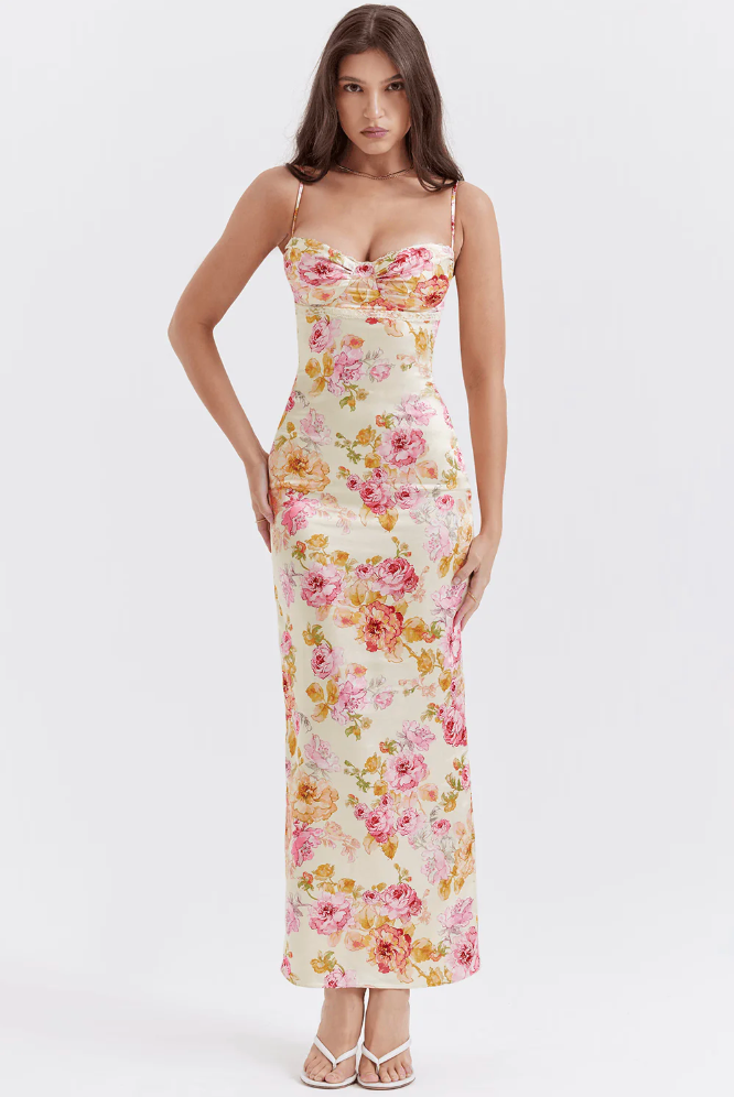 Selah | Robe Longue D'Été Fleurie Sans Manches pour Invitée de Mariage pour Femme