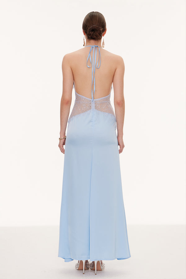 Selene | Robe Maxi en Dentelle à Décolleté Plongeant et dos Nu pour Femme