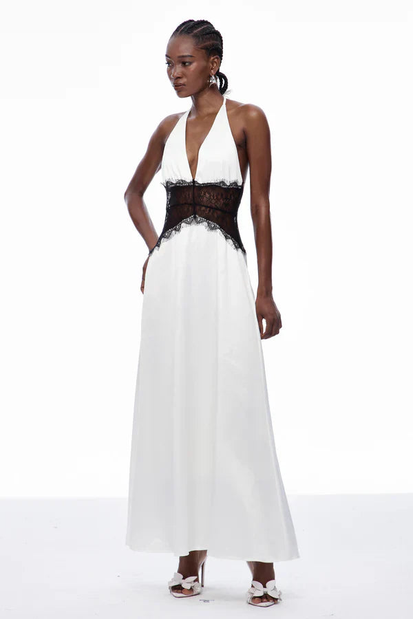 Selene | Robe Maxi en Dentelle à Décolleté Plongeant et dos Nu pour Femme