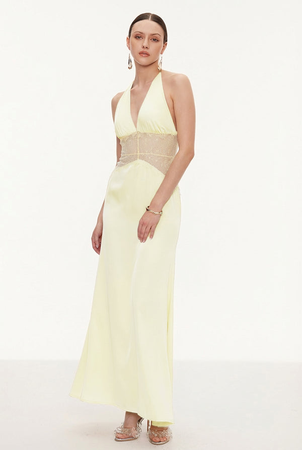 Selene | Robe Maxi en Dentelle à Décolleté Plongeant et dos Nu pour Femme