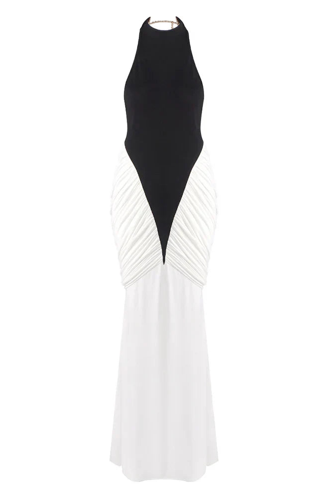 Sloane | Robe Maxi Moulante Froncée Sans Manches et dos Nu pour Femmes