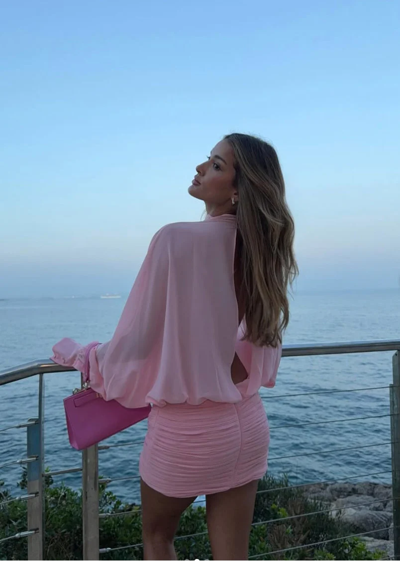 Solene | Mini Robe de Cocktail D'Été à Manches Longues pour Femme