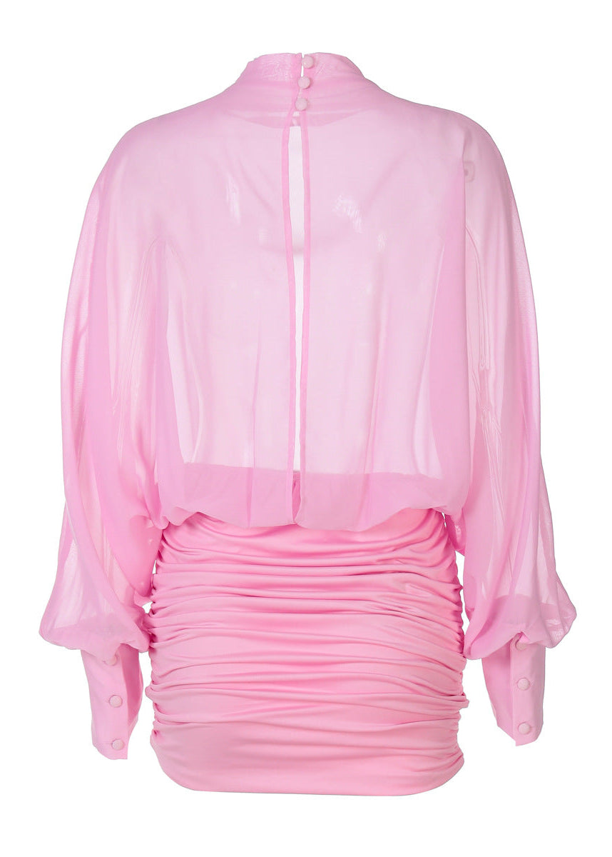 Solene | Mini Robe de Cocktail D'Été à Manches Longues pour Femme