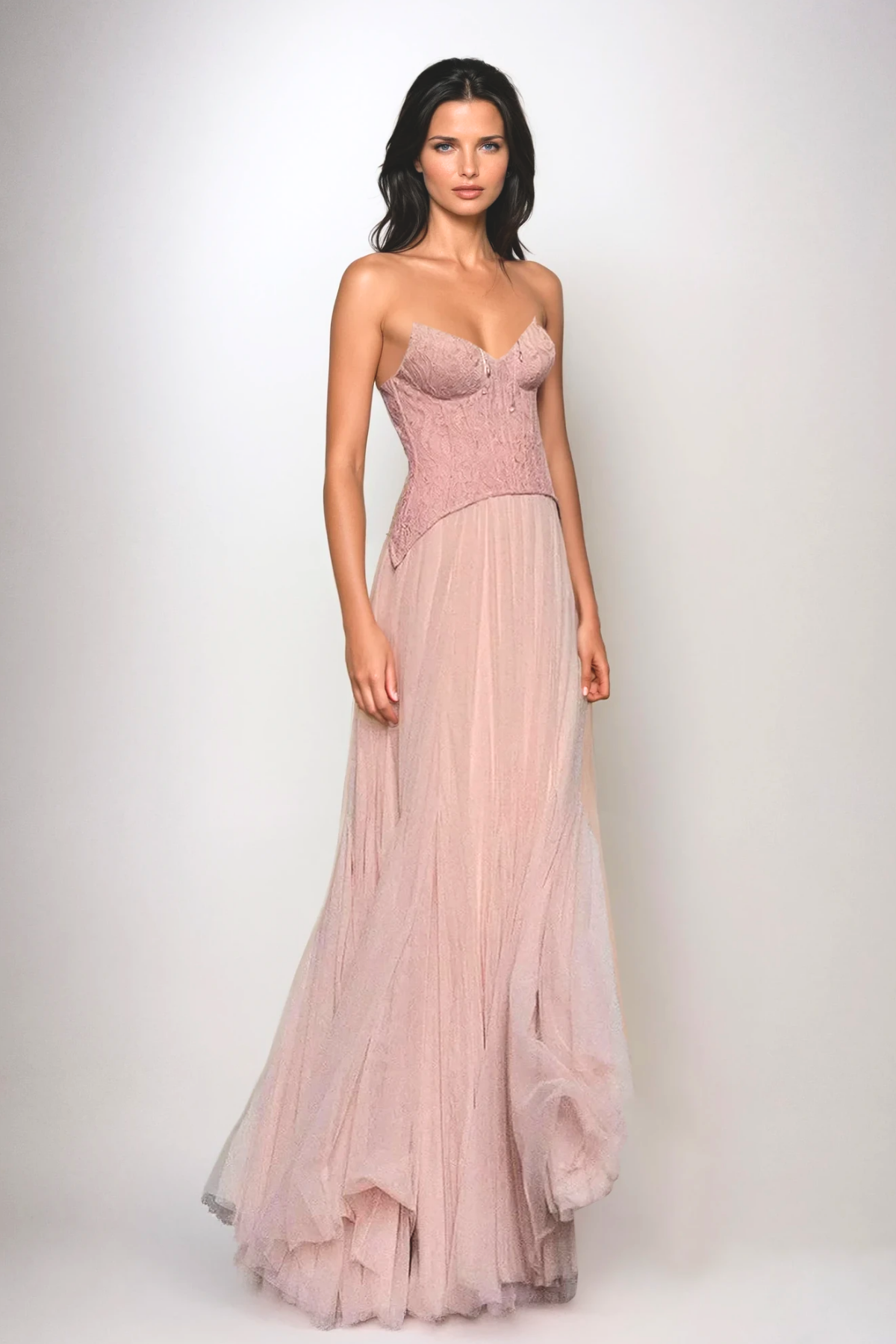 Tabitha | Robe de Bal Maxi en Tulle Avec Corset en Dentelle pour Femme