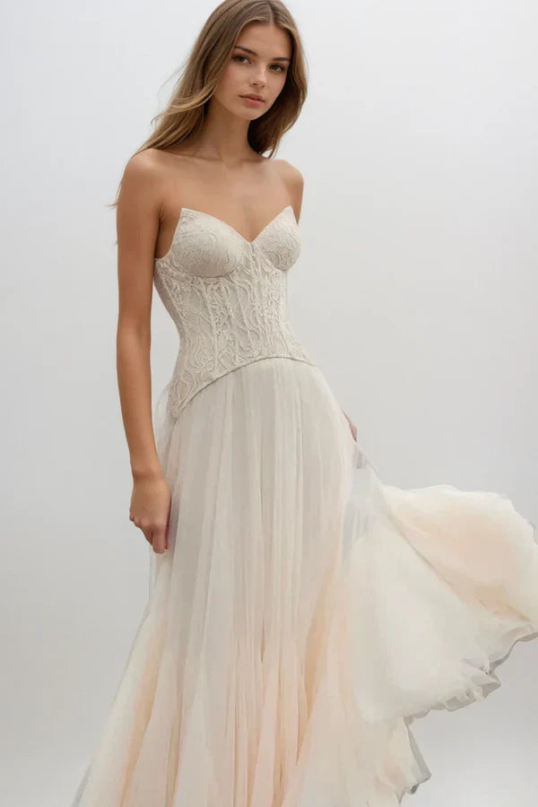 Tabitha | Robe de Bal Maxi en Tulle Avec Corset en Dentelle pour Femme