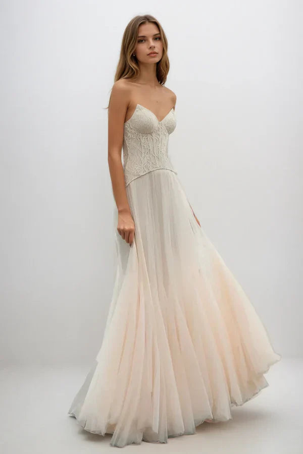 Tabitha | Robe de Bal Maxi en Tulle Avec Corset en Dentelle pour Femme