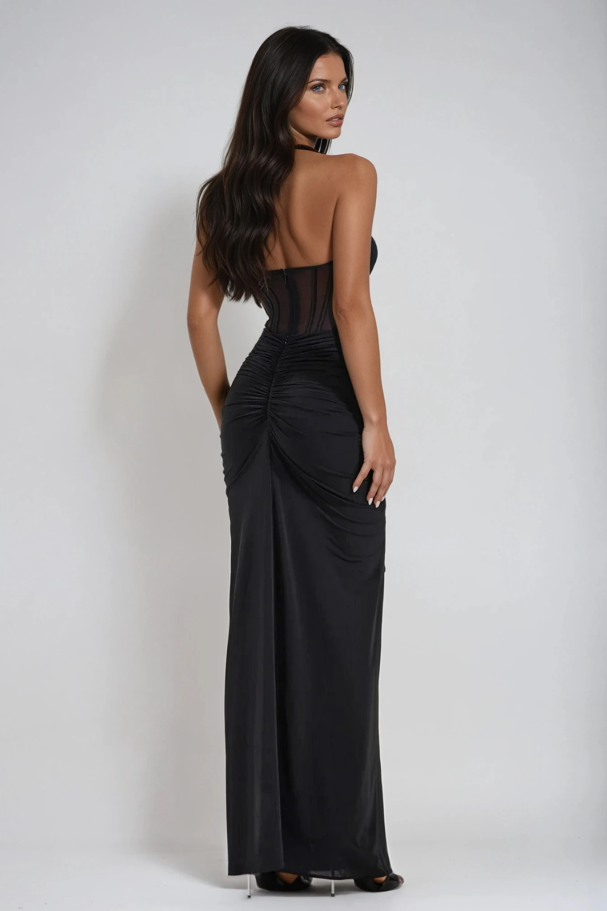 Verity | Robe Longue Corset à Licou pour Femme