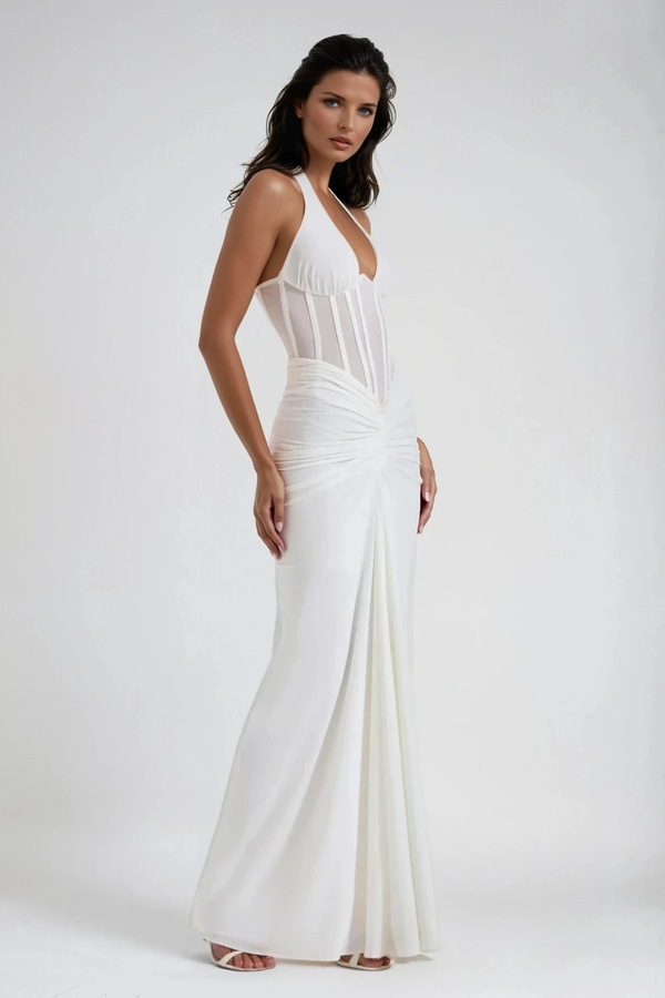 Verity | Robe Longue Corset à Licou pour Femme