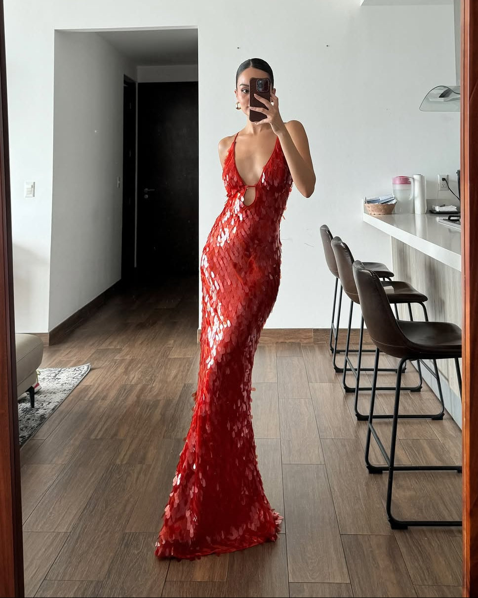 Veronica | Robe de Bal Longue Sans Manches à Paillettes pour Femme