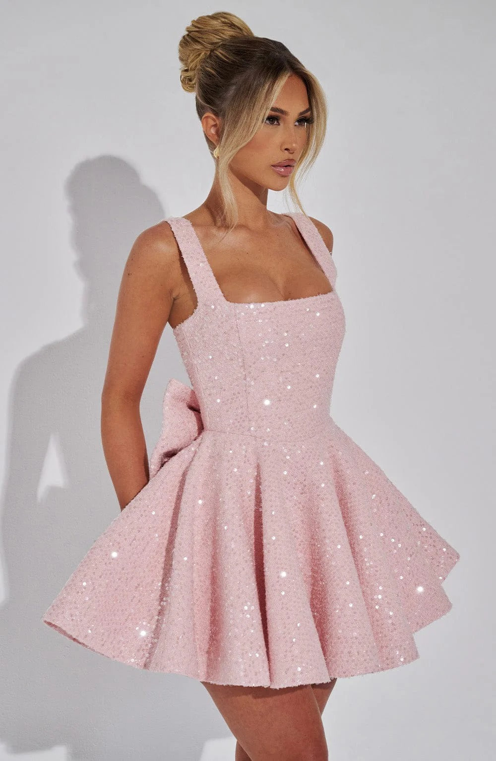 Victoria | Dazzling Sequin Bow Cocktail Mini Dress for Women
