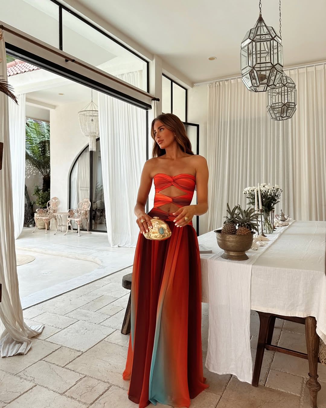 Wren | Robe Longue D'Été en Mesh à Découpes Sans Bretelles pour Femme