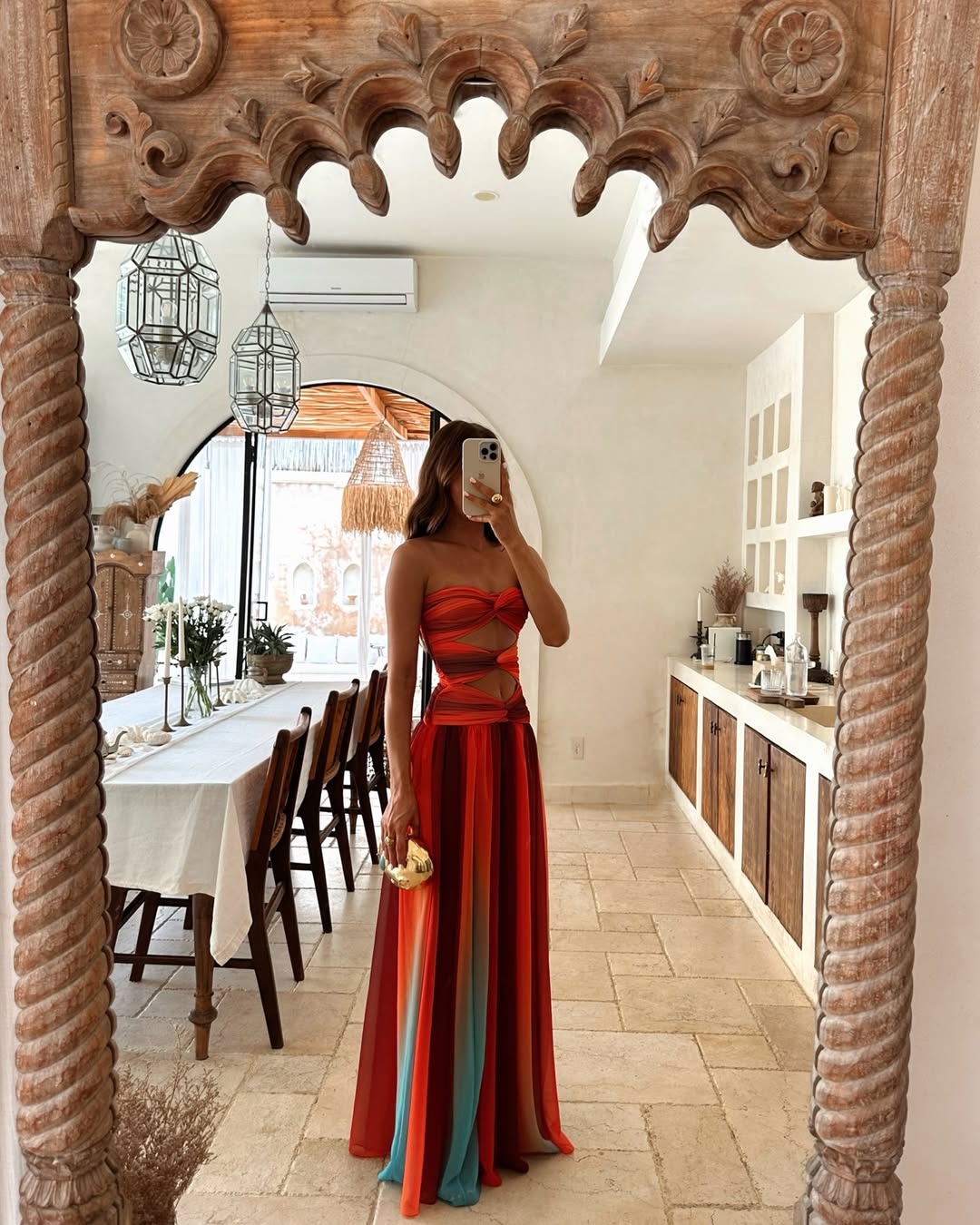 Wren | Robe Maxi Bustier en Mesh à Découpes pour L'Été