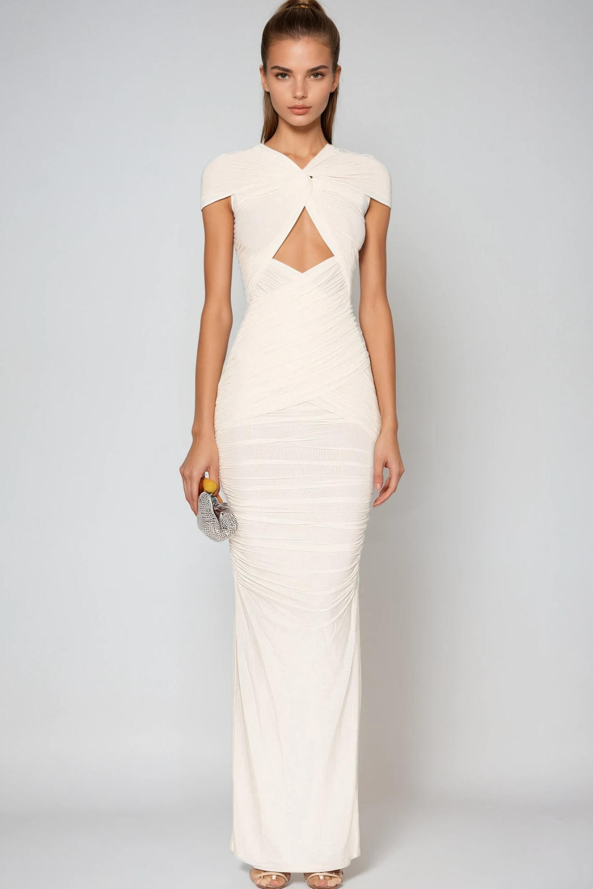 Zaria | Robe Longue Froncée à Découpes pour Femme
