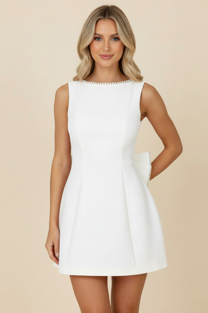 Zoe | Robe de Cocktail Courte Élégante Sans Manches Avec Nœud au dos pour Femme