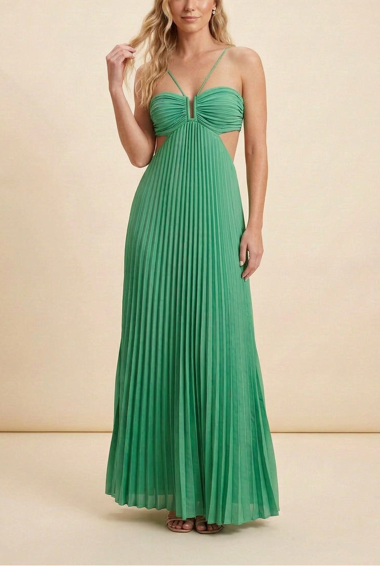Luella | Robe de Bal Longue Plissée à Licou pour Femme