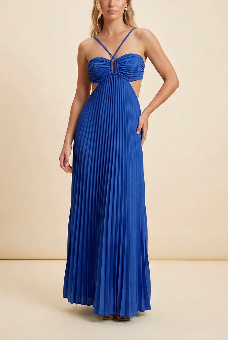 Luella | Robe de Bal Maxi Plissée dos Nu pour Femme