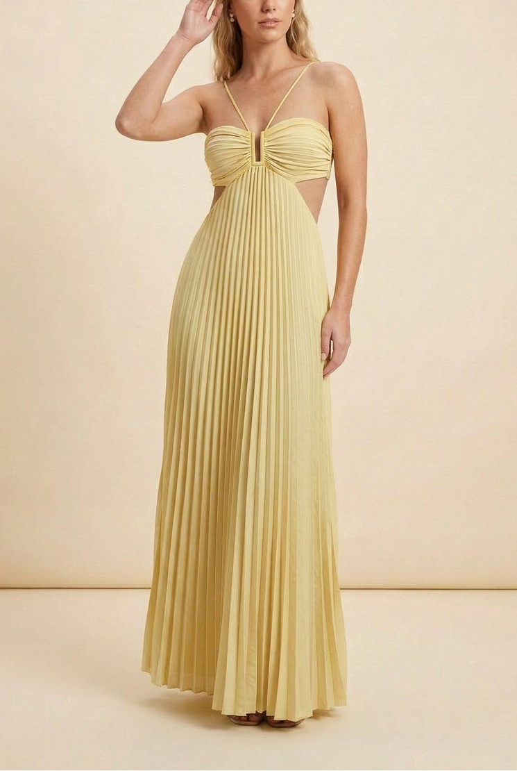 Luella | Robe de Bal Maxi Plissée dos Nu pour Femme