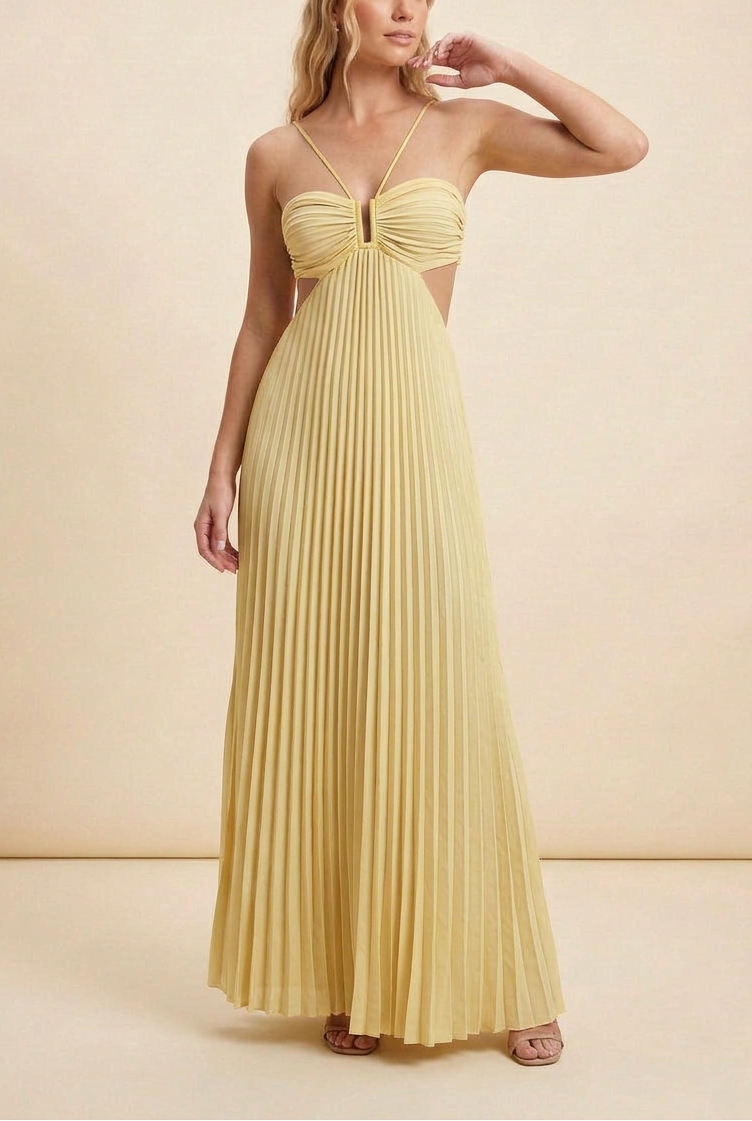 Luella | Robe de Bal Maxi Plissée dos Nu pour Femme