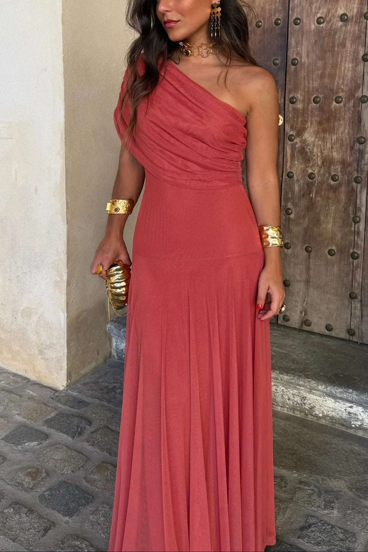 Brittany | Robe D'Été Maxi en Maille à une Épaule pour Femmes