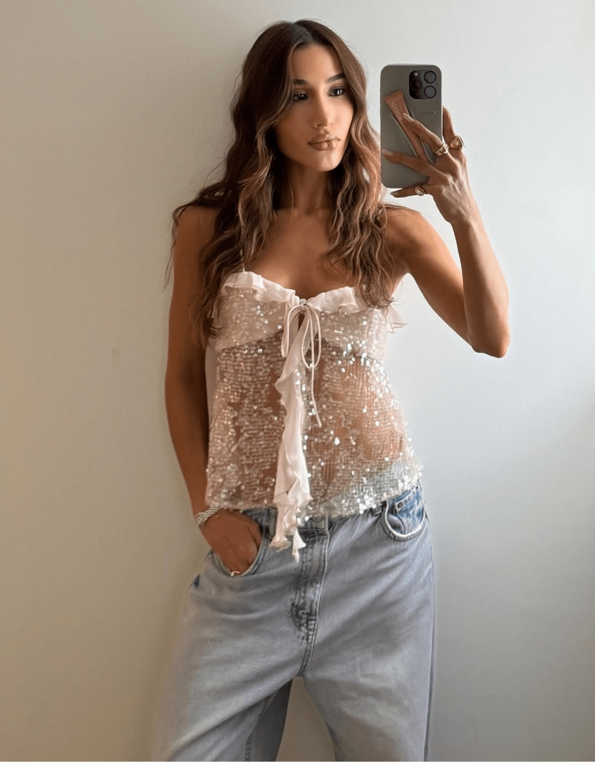 Andrea | Top de Fête à Paillettes et Volants pour Femmes